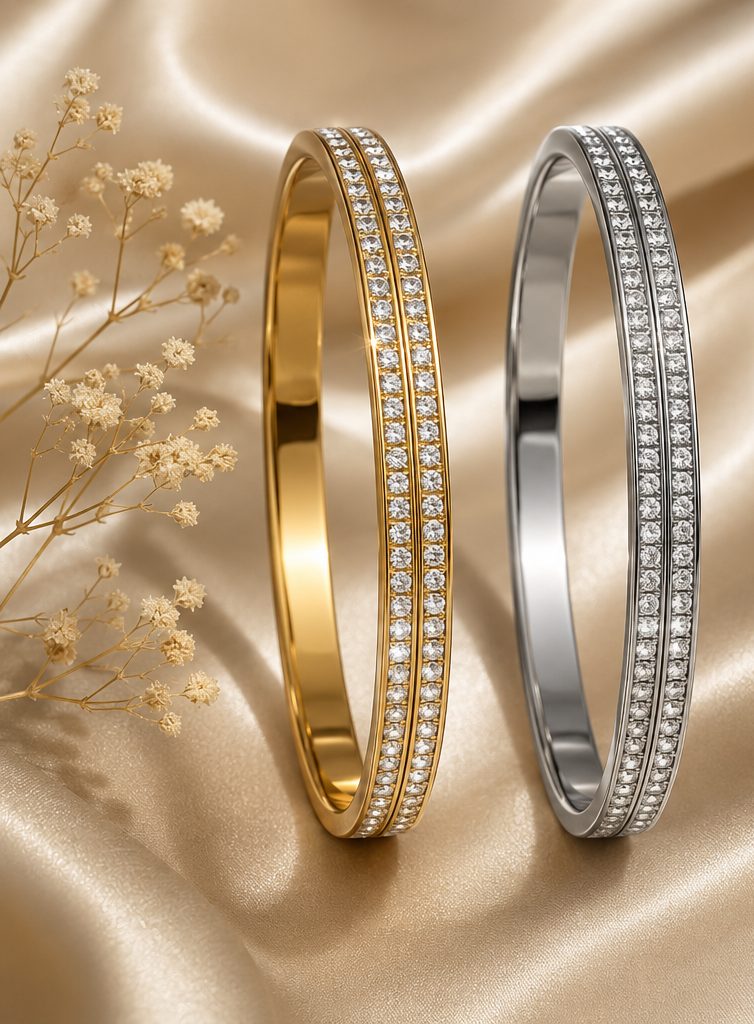 Double-row zirconia bangles
