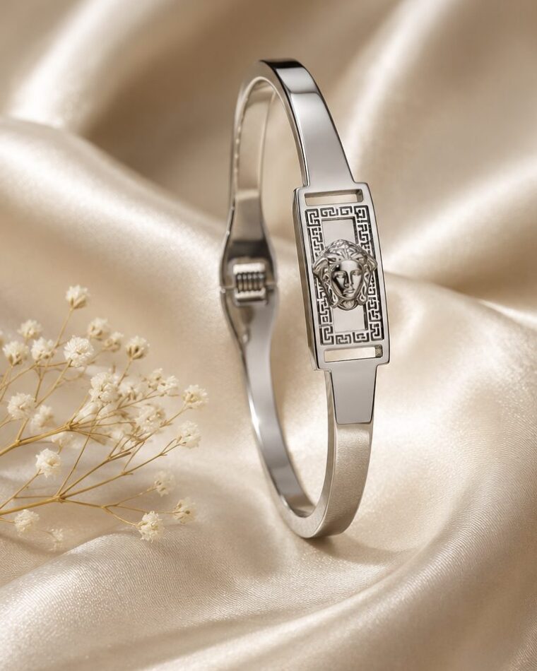 Rectangular Medallion Bangle · Silver