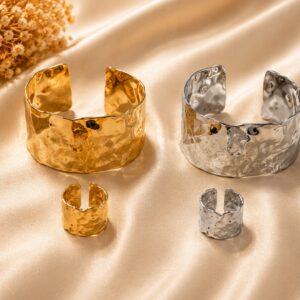 Hammered Cuff & Ring Set