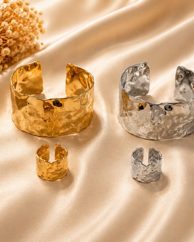 Hammered Cuff & Ring Set