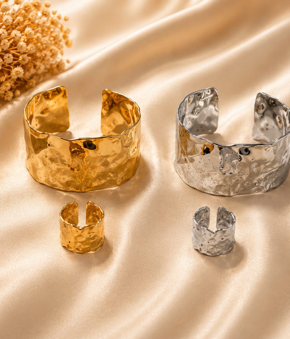 Hammered Cuff & Ring Set