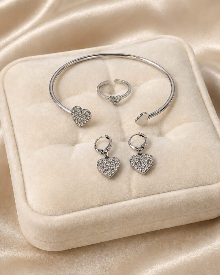 European Pavé Heart Set