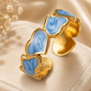 Blue Drip Oil Glaze Ring
