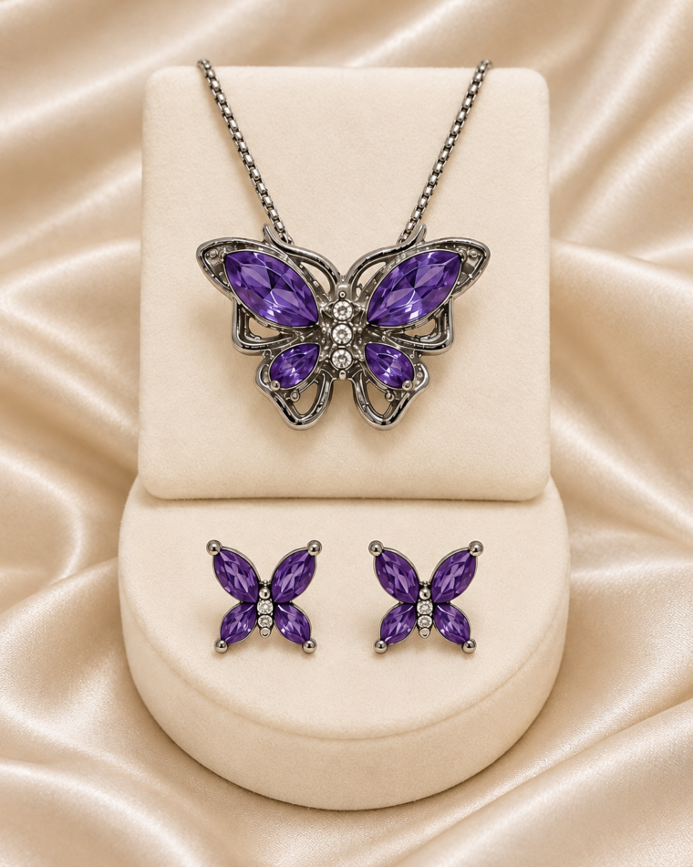 One complete Butterfly Design Set in Purple, with all matching pieces