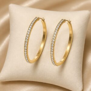 Circular Cubic Zirconia Hoop Earrings