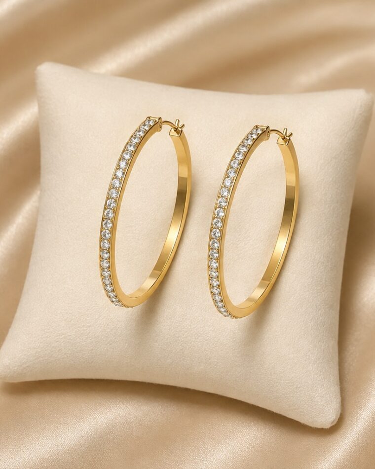 Circular Cubic Zirconia Hoop Earrings