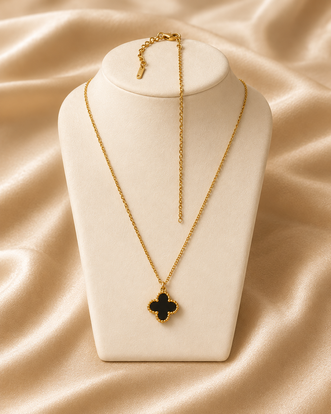 One Four-Point Clover Necklace · Gold & Silver - Gold - black side