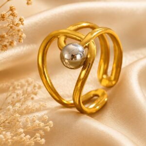 Geometric Silver Ball Ring