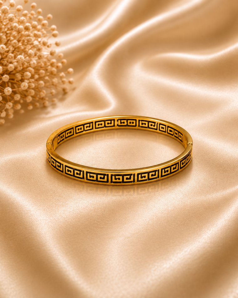 Greek Key Bangle · Gold & Silver