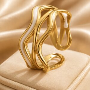 Pearl White Drip Glaze Ring