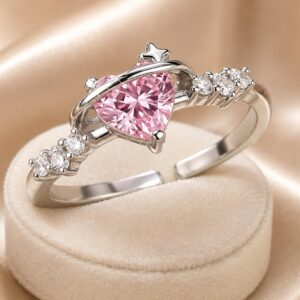 Pink Heart Zirconia Ring