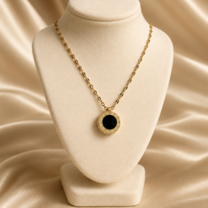 One Reversible Roman Numeral Necklace - Black side
