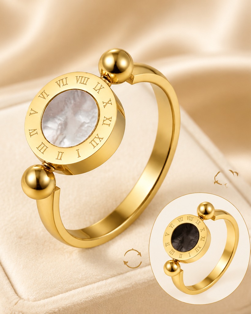Roman Numeral Reversible Ring - Gold