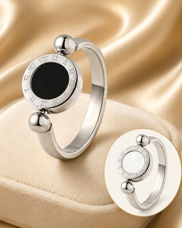 Roman Numeral Reversible Ring - Silver