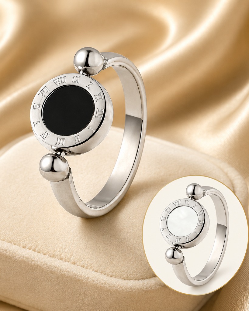 Roman Numeral Reversible Ring - Silver
