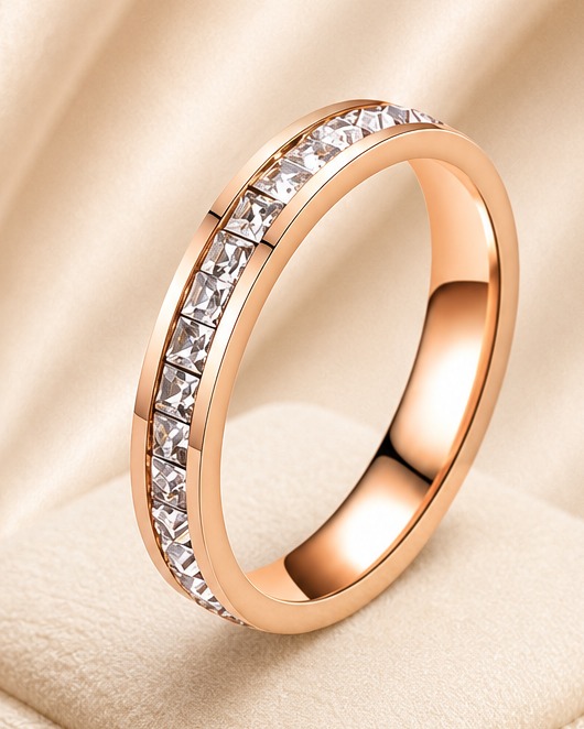 Sparkling Cubic Zirconia Ring - Rose Gold