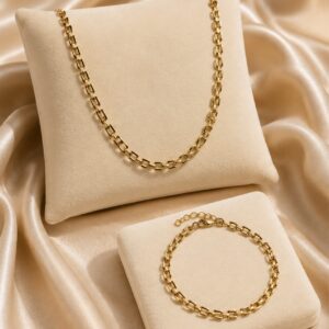 Square Clasp Set - gold plated stainless steel necklace and bracelet